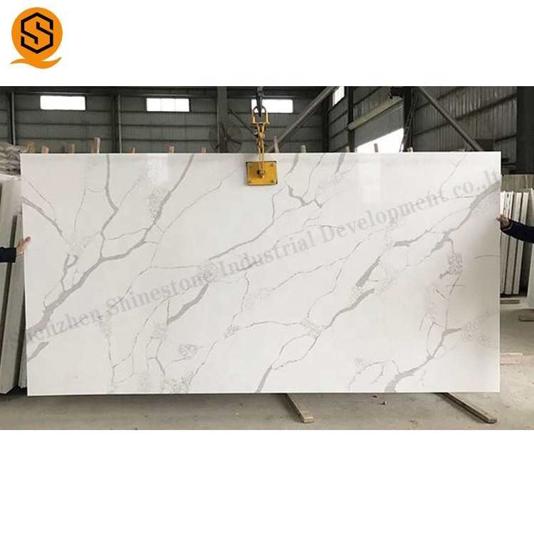 Высококачественный искусственный камень, жемчужная белая кварцевая плита для кухонного стола