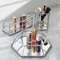 Fournisseur chinois de maquillage cosmétique, rouge à lèvres, porte-stylo et miroir argenté, ensemble de plateaux de vanité, vente en gros,