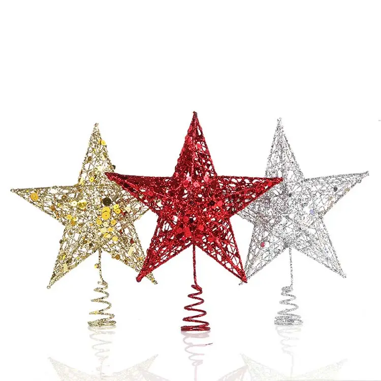 Novo Design De Metal Decorativo Natal Árvore Topper Estrelas para decoração de Natal