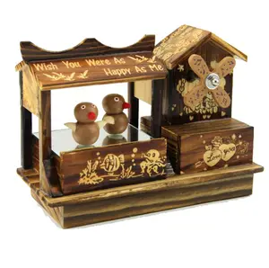 Creative Small Bird Custom Wooden Music Box For Birthday Gift