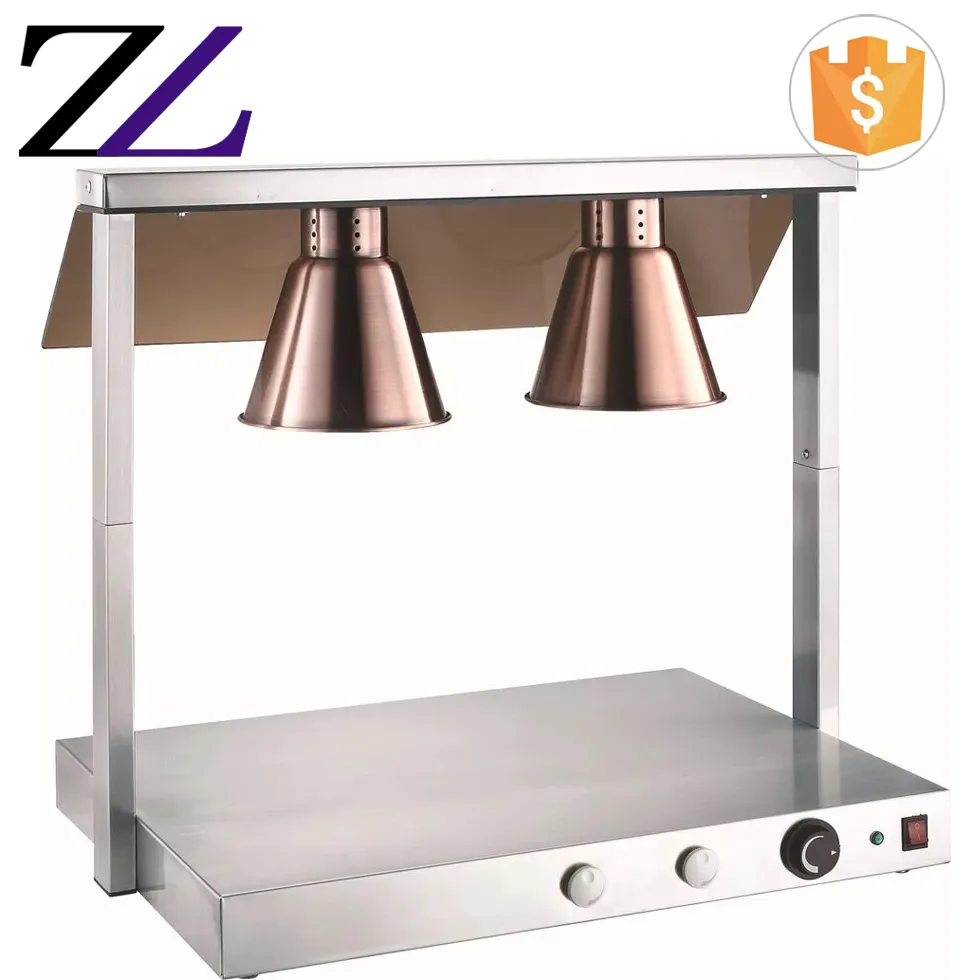 Double-head insulation commercial Food heating Kitchen Buffet food warmer heat preservation table hot pizza barbecue lamp