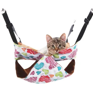 귀여운 캔버스 소재의 부드러운 고양이 2층 실내용 여름 해먹 침대, 소형 동물용 하우스 - Product Image 1