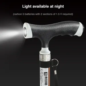 Marche pour personnes âgées, perche réglable avec lumière led, avec base détachable, pour personnes âgées