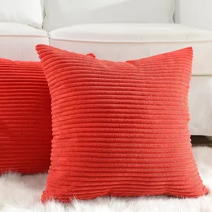 Beludru Korduroi Mewah Sarung Bantal Lempar untuk Bantal Persegi Merah