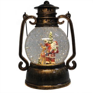 Lanterne de noël Antique OEM en résine, décor à piles de noël, paillettes filtrantes, musicale, Led, lanterne de neige - Product Image 1