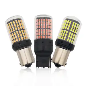 LED מושלם T20 7440 W21W נורות LED 3014 144smd CanBus ללא שגיאה 1156 BA15S P21W מנורה לאיתות אור ללא פלאש ללא שגיאה