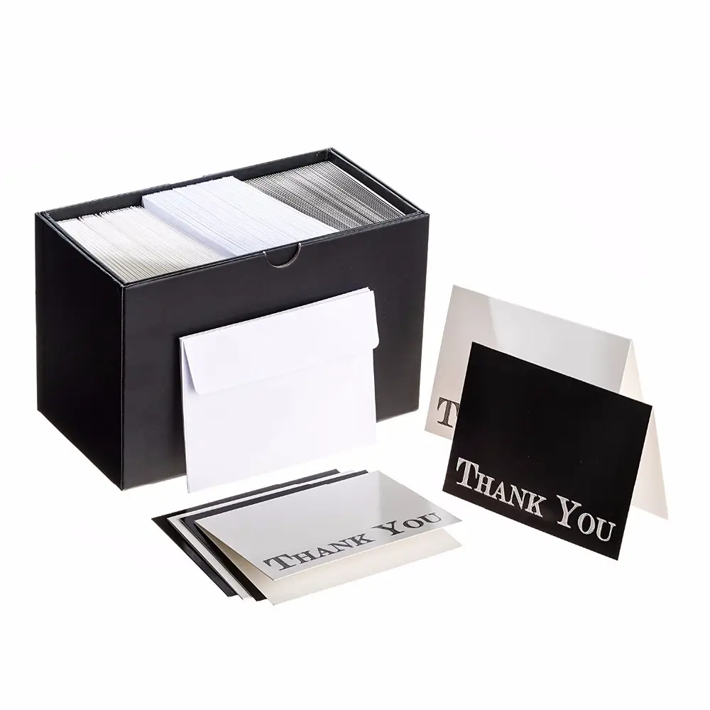 Carte de remerciement mat de qualité supérieure, 50 en ivoire, noir, avec enveloppe auto-adhésive blanche, 50 en noir, 100, offre spéciale
