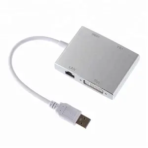 USB 3.0 HDMI dvi VGA RJ45 활성 어댑터 멀티 포트 모니터 외부 비디오 카드 어댑터 1080 마력 HD 케이블
