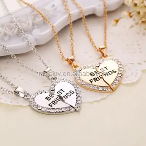 Bff Set Best Friends Pendant Necklace Small Thumbnail Engraved Necklaces With Crystals