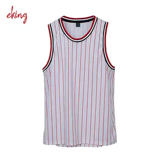 Embroidery applique striped custom cheap t shirt basketball tops