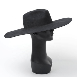 Custom Luxury 14.5cm Wide Brim Stiff Wool Felt Fedora <strong>Hat</strong> <strong>for</strong> <strong>Women</strong> Ladies Dress - Product Image 6
