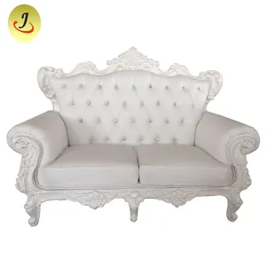 Two Seater Leather Royal Throne Sofa In White Color JC-J200