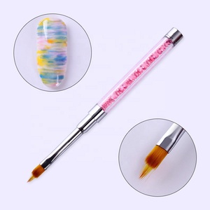 Degrade Pembe Rhinestone Kolu Tırnak Tozu <span class=keywords><strong>Glitter</strong></span> Tozu Çıkarıcı Fırça, Fan Şekli Tırnak Fırçası