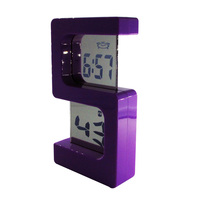 Horloge LCD transparente, petite horloge LCD en forme de S