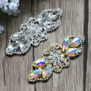 Großhandel Kristall Strass Applique Kristall Patch Stickerei Braut Schärpe Kristall Schmuck Hochzeits applikationen LSAP1212