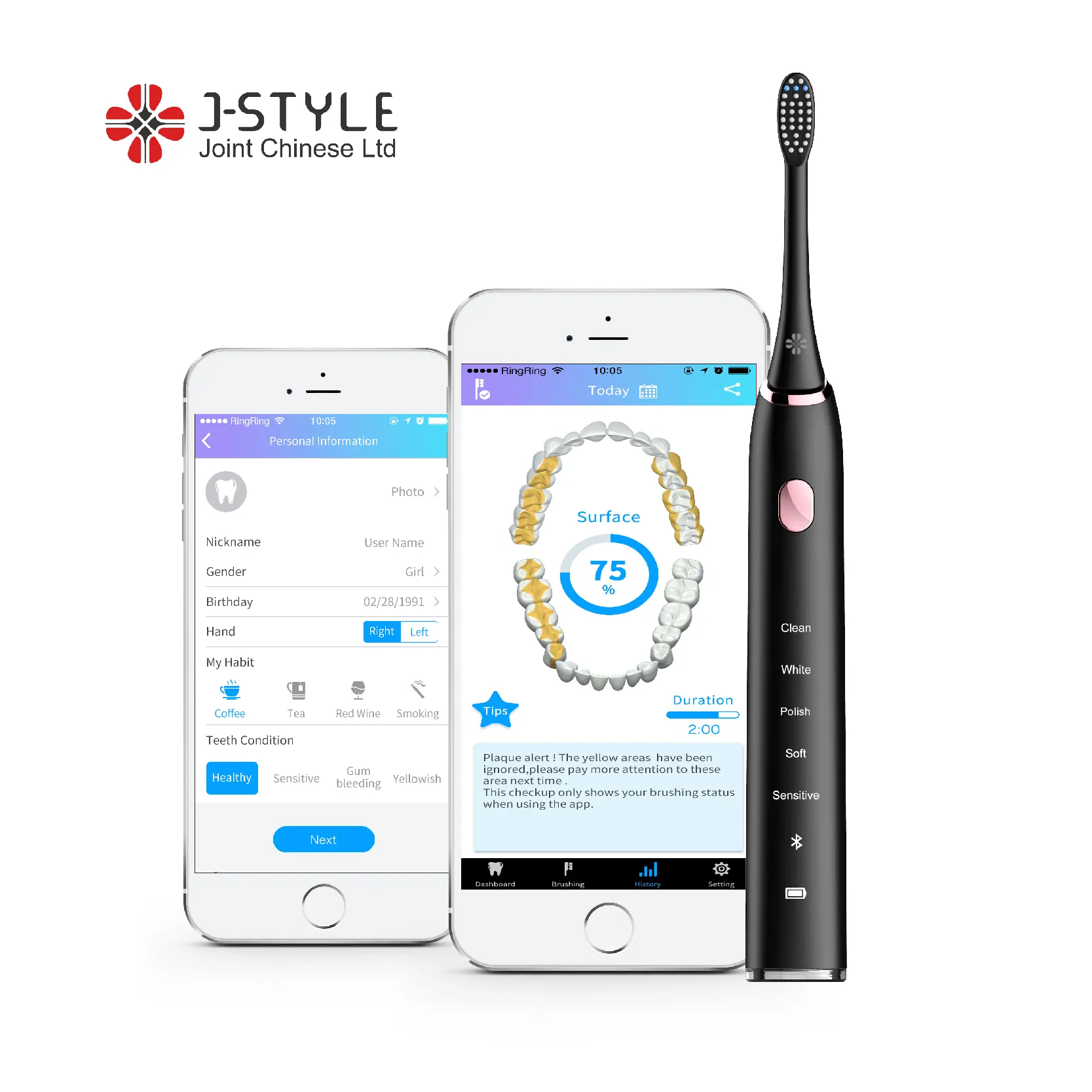 Smart App Enabled Bluetooth Electric Toothbrush to Track Your Brushing Area