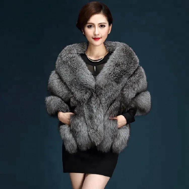 New design fashion warm faux fur shawl wedding bride cape