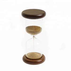 2 min wood hourglass sand timer with gold sand