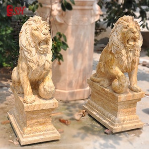 Scultura leone guardiano statua in vendita marmo pietra bianco su misura dimensioni pietra naturale colore moderno SH-SHENGHUA vita occidentale - Product Image 4