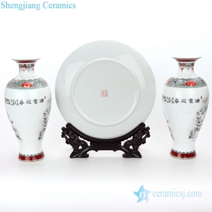 RZPN01 niedriger Preis drei Stück Display Schnee Design Keramik Vase und Platte - Product Image 3
