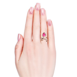 Anello con fiocco in fiore di moda <span class=keywords><strong>gioielli</strong></span> in argento 925 impreziosito da cristalli <span class=keywords><strong>Swarovski</strong></span> dasini colore rosa anello con disegno floreale - Product Image 6