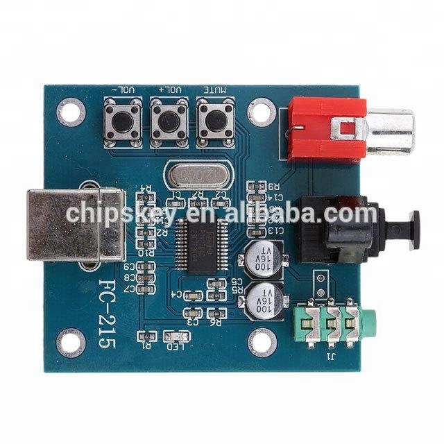 PCM2704USB carte son DAC décodeur USB entrée coaxial fiber de HIFI carte son décodeur
