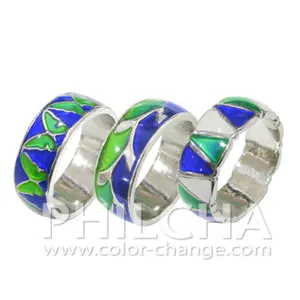 Geometric 2 Tone Mood Band Ring With Butterfly Triangle Pattern