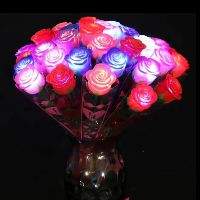 파티 또는 연인 선물에 대 한 프로 모션 플라스틱 LED 장미 꽃