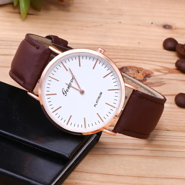 Watch women,Geneva waterproof ultra-thin lady watch,Leather wrist watch