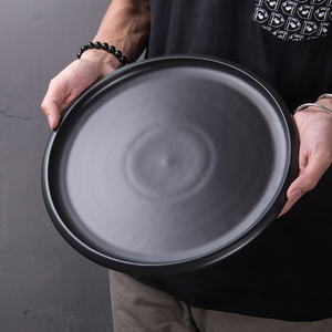 Vaisselle en céramique moderne et simple, écologique, assiettes <span class=keywords><strong>noires</strong></span> émaillées, finition mate, en stock pour utilisation en restaurant, vente de liquidation, occasion - Product Image 2