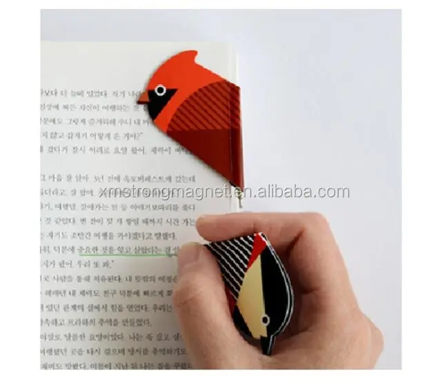 新しいかわいい鳥のデザインミニ磁気ブックマークセットミニペン、オフィススクール文房具冷蔵庫マグネット