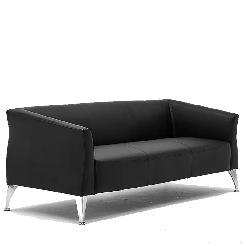 sara HL-8055-3bl 3 seat black leather show room sofa