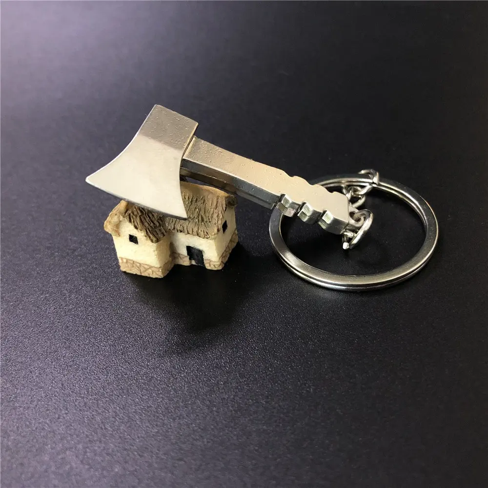 Ebay Best Selling Moda pequenas ferramentas de Metal 3D keychain /Promo chaveiros chave anéis de metal Pequeno machado