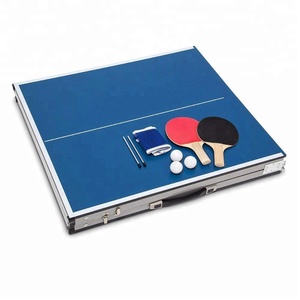 Mesa de <span class=keywords><strong>Ping</strong></span> <span class=keywords><strong>Pong</strong></span> Plegable de 150 x 67 x 71 cm para Uso en Interiores y Exteriores, Incluye Pelotas y Palas, Azul - Product Image 4