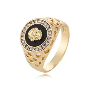 Joyería de oro de 18k, anillo de cabeza de león, joyería gótica para hombres