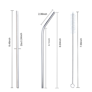 Reusable Custom Drinking Cup Stainless Steel <strong>Straw</strong> <strong>Metal</strong> <strong>Straw</strong> with Silicone Tips - Product Image 2