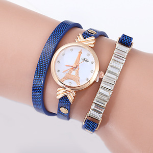 Duoya marca reloj mujeres moda Torre Eiffel cristal pulsera de piedras preciosas reloj chica clásico vintage señora reloj - Product Image 6