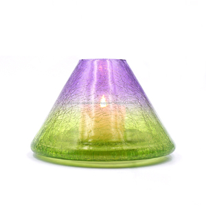 Soplado a mano crackle multicolor se desvaneció gran base de vidrio sostenedor de vela - Product Image 1