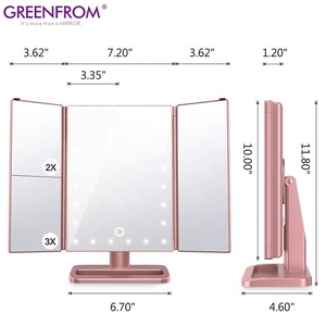 Hot Bán 3 Way <span class=keywords><strong>Tri</strong></span> Gấp Led Trang Điểm Gương Máy Tính Để Bàn Thắp Sáng <span class=keywords><strong>Vanity</strong></span> Led Gương - Product Image 2