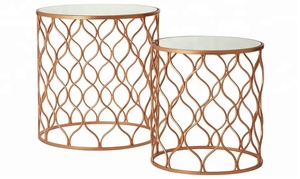 Conjunto de 2 chá de cobre com fio de metal, pequeno mobiliário sala de estar - Product Image 3