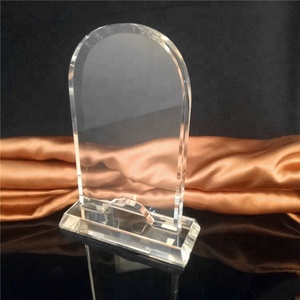 Promoción al por mayor óptica clara arco blanco escudo premios de cristal trofeo de cristal con Base de recompensas - Product Image 3