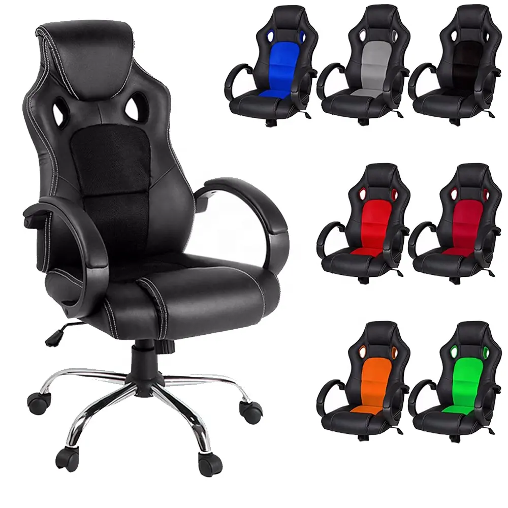 high back free simple logo customize car seat gaming office chair with fixed armrest