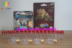 Small PS bullet casing with blue red Caps/rhino 9 sex enhancement pills bottles with metal cap/capsule shell with blister insert