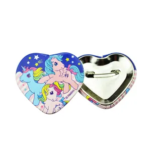 Custom Blank Heart Shape Girl Scout Unicorn Work Cloth Pin Button Badges For Girl