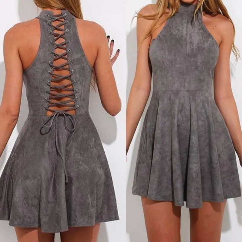 AliExpress Ebayファッション夏ノースリーブ中空アウトドレス服女性包帯ドレッシングドレス