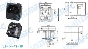 LZ-14-F2 <span class=keywords><strong>3P</strong></span> in ottone 5A 250V IEC 320 C14 Ingresso Maschio Spina di Alimentazione Presa con Fusibile - Product Image 6