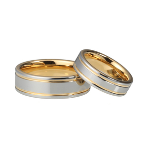 Anello nuziale con finitura opaca spazzolata da 8mm classico e alla moda carburo di tungsteno con taglio ovale in oro diamantato e placcato in oro rosa - Product Image 3