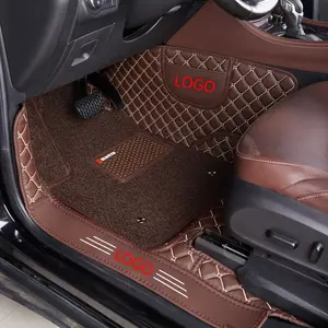 Alfombrilla de doble bobina de PVC para coche, alfombra personalizada de cuero, fácil de limpiar, para toyota ford focus, opel, astra, passat b6
