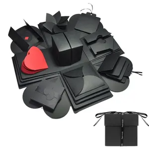 Kreative handgemachte schwarze Explosion Geschenk box Jubiläums album Geschenk box Hochzeit oder Valentinstag Überraschung sbox