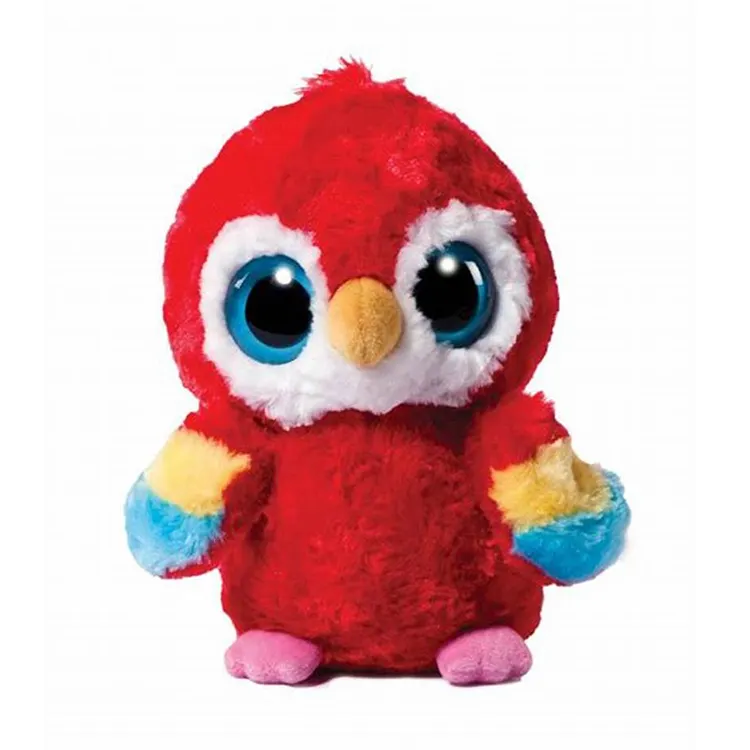 Grosir Cute Parrot Hewan Plush Kartun Mainan Mata Besar Mewah Merah Burung Beo Mainan